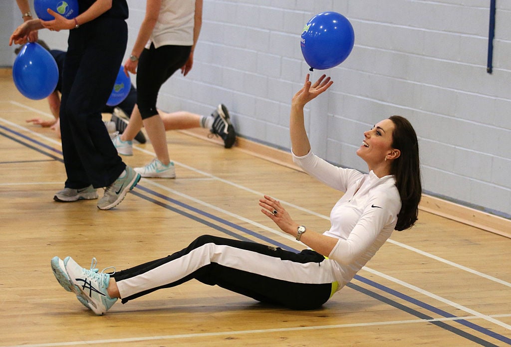 Catherine, Duchess of Cambridge takes part in a tennis workshop at Craigmount High School in Edinburgh on February 24, 2016