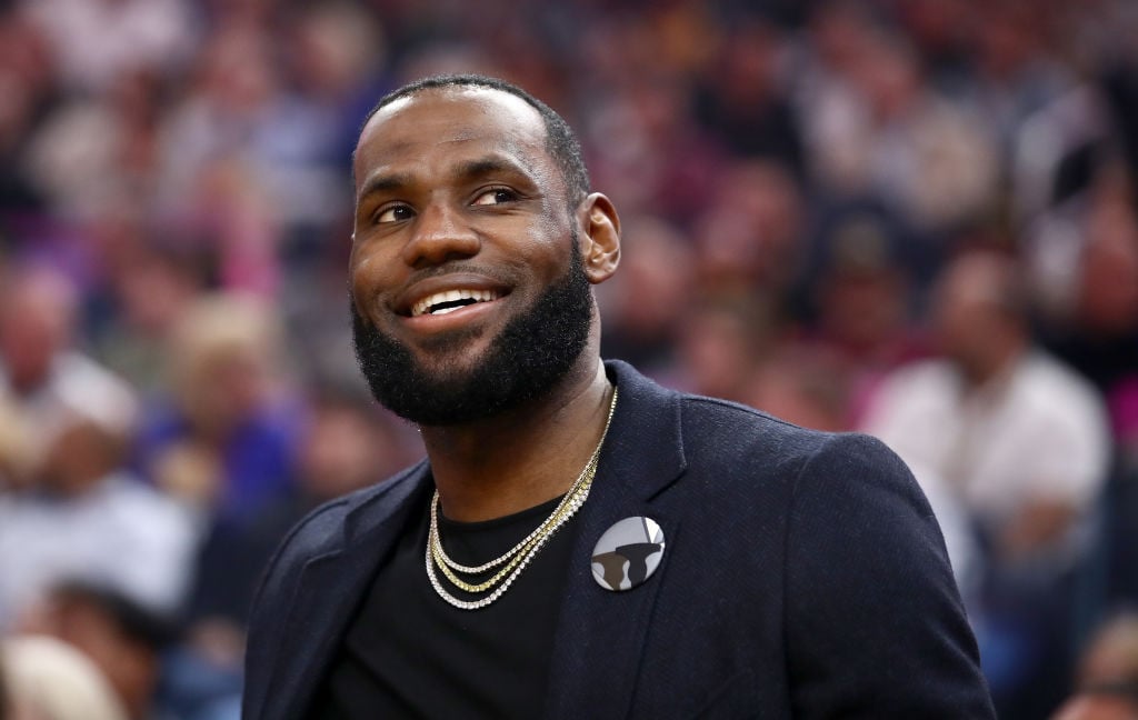 LeBron James smiling looking off to the side