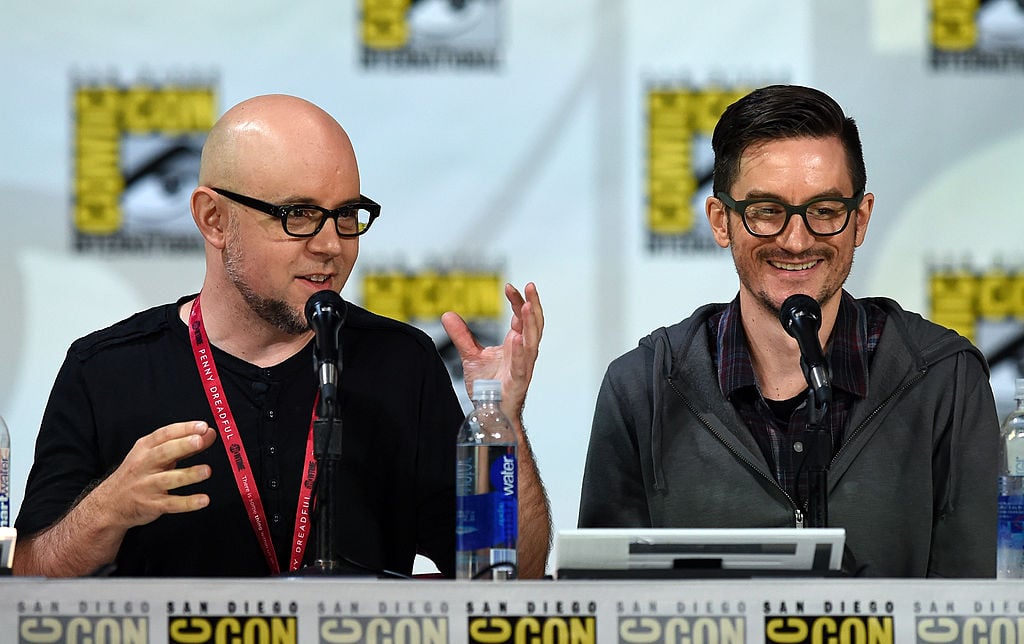 Michael Dante DiMartino and Bryan Konietzko attend the Nickelodeon: "Legend of Korra: Book 3" panel during Comic-Con International 2014 at the San Diego Convention Center on July 25, 2014 in San Diego, California.