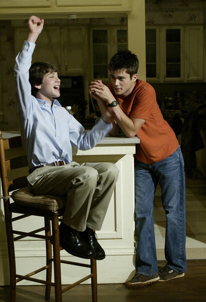 Logan Lerman and Matt Long between scenes on 'Jack and Bobby' 