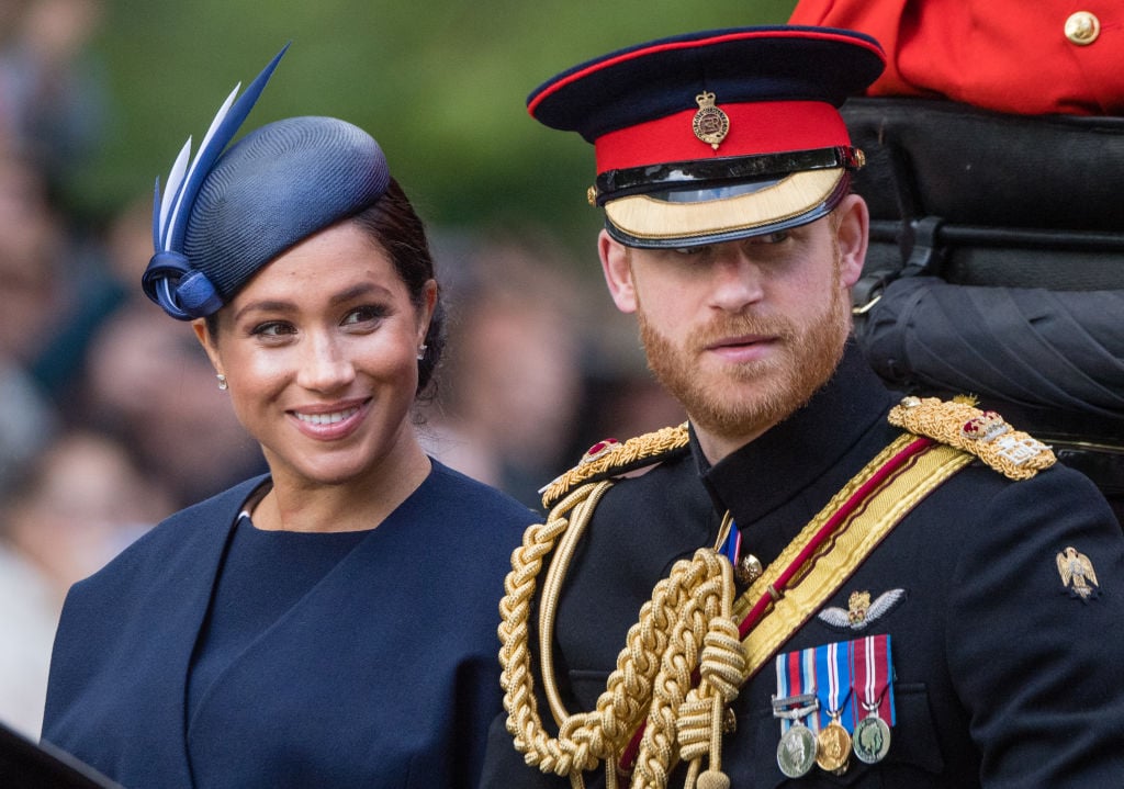 Prince Harry and Meghan Markle at a parade