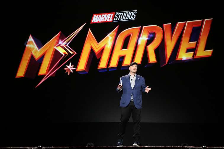 Kevin Feige speaks onstage