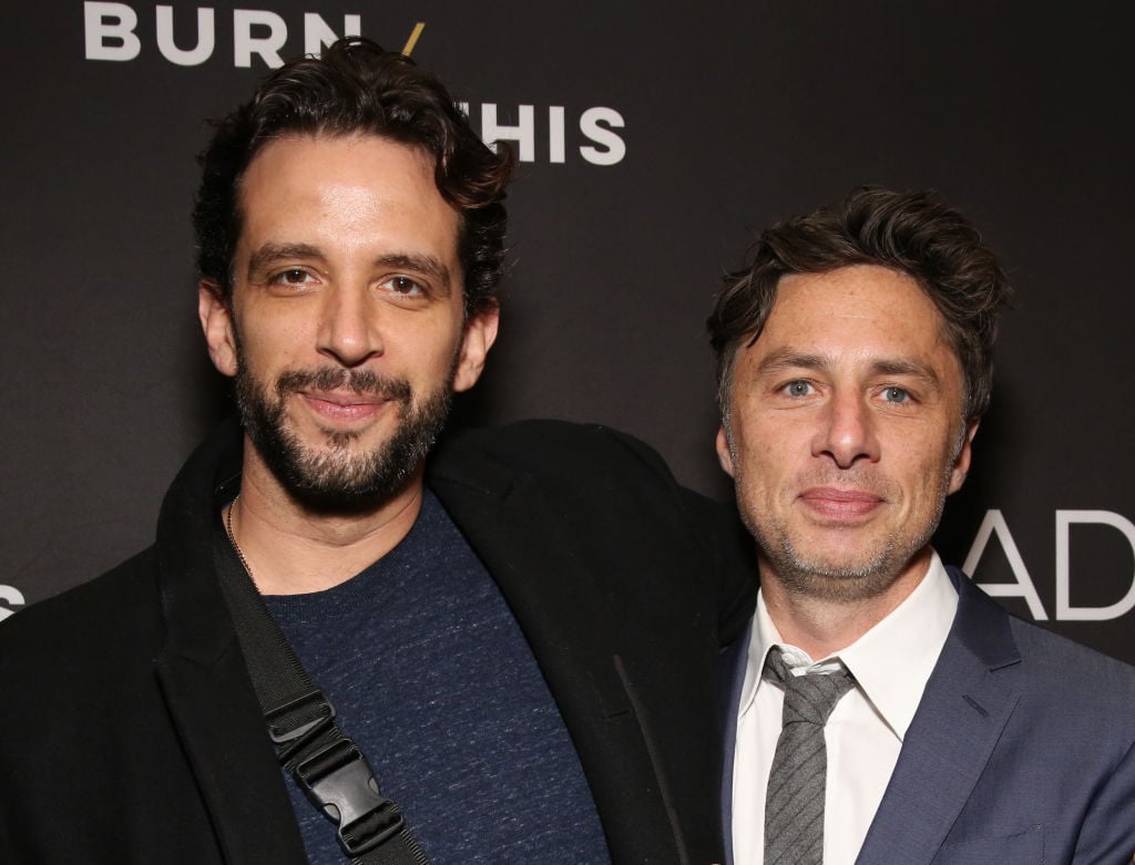 Nick Cordero and Zach Braff attend the Broadway Opening Night Arrivals for 'Burn This'