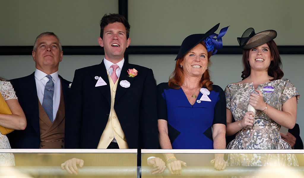 Prince Andrew, Jack Brooksbank, Sarah Ferguson, and Princess Eugenie attend the Royal Ascot