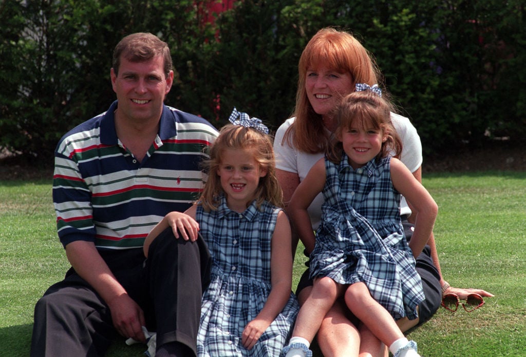 Prince Andrew and Sarah Ferguson with their daughters, Princess Beatrice and Princess Eugenie, in 1996