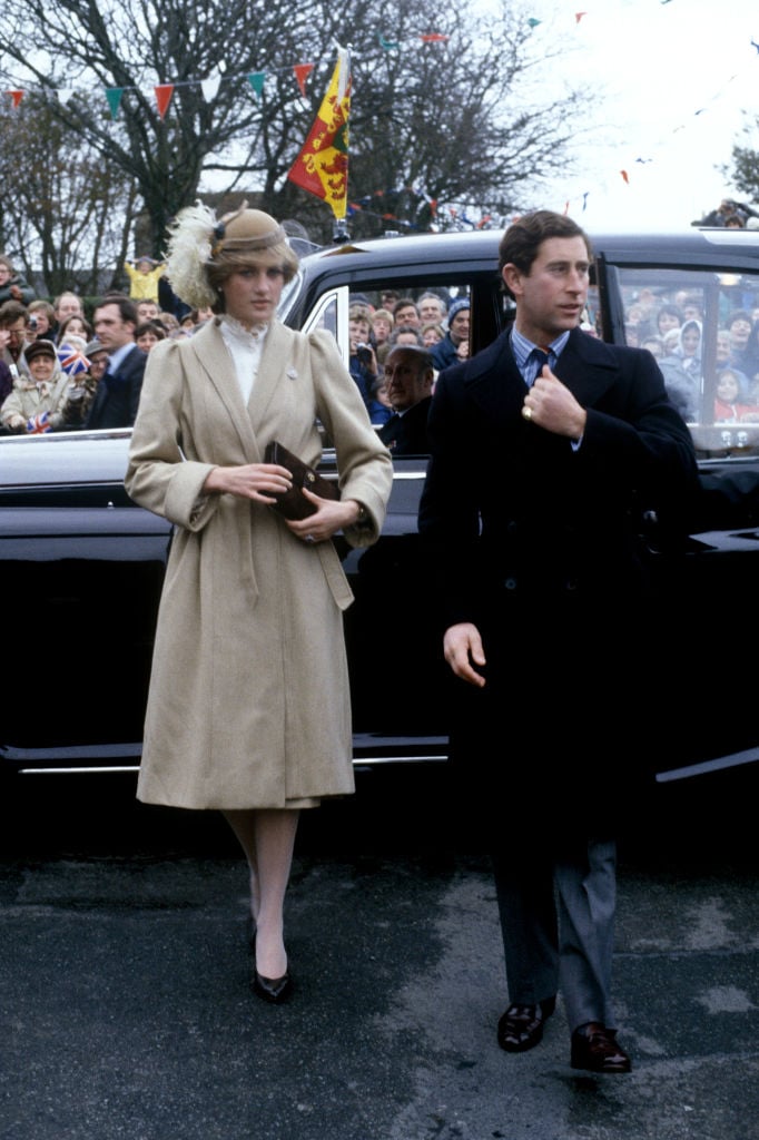 Prince Charles and Princess Diana in exiting a car in Wales