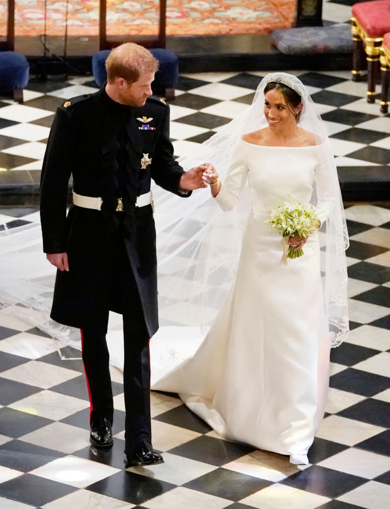 Prince Harry and Meghan Markle depart St. George's Chapel following their royal wedding