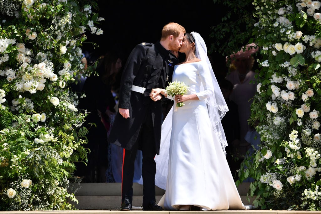 Prince Harry and Meghan Markle kiss following their wedding ceremony