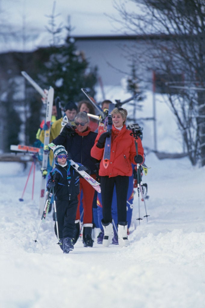 Prince Harry and Princess Diana on a skiing trip in Austria, circa 1993