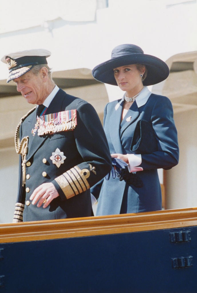 Prince Philip and Princess Diana disembark the Royal Yacht Britannia