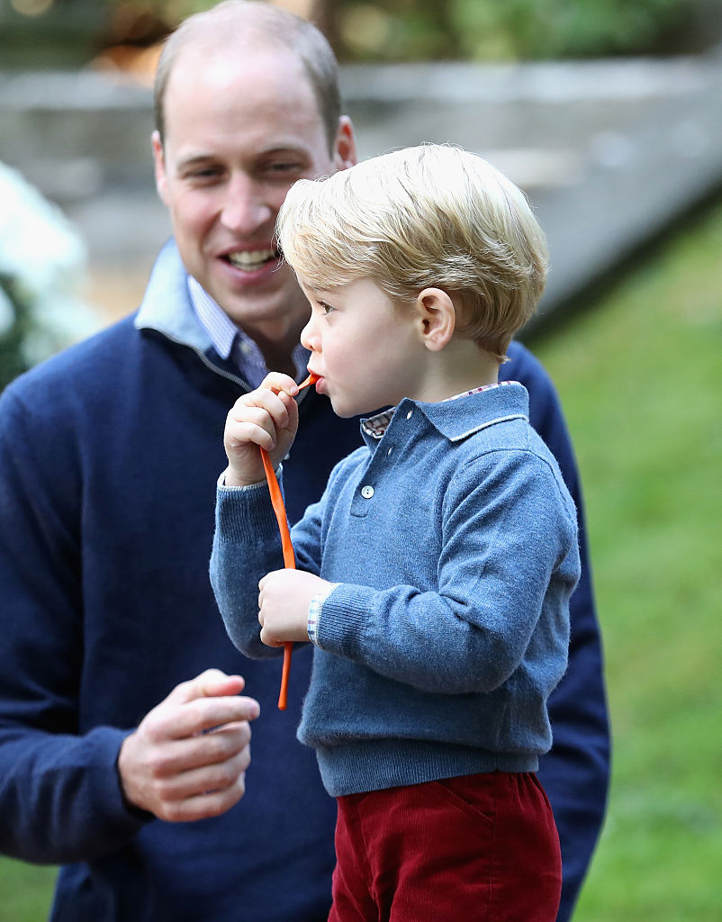 Prince William and Prince George attend a children's party