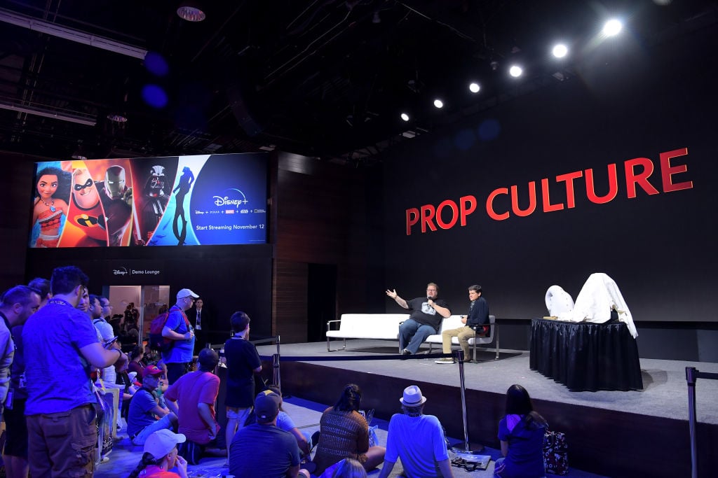 Dan Lanigan and Jason Henry of "Prop Culture" speak at the Disney+ Pavilion