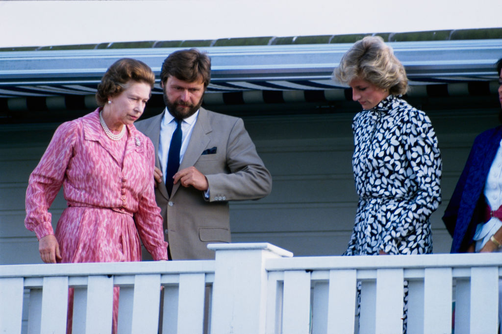 Queen Elizabeth and Princess Diana attend a polo match