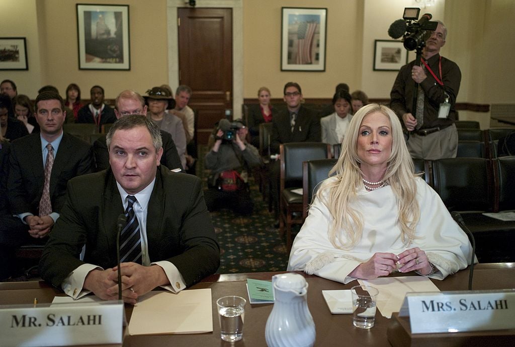 Tareq and Michaele Salahi, the couple accused of crashing President Obama's first state dinner in November, before the  House Homeland Security Committee hearing on the incident