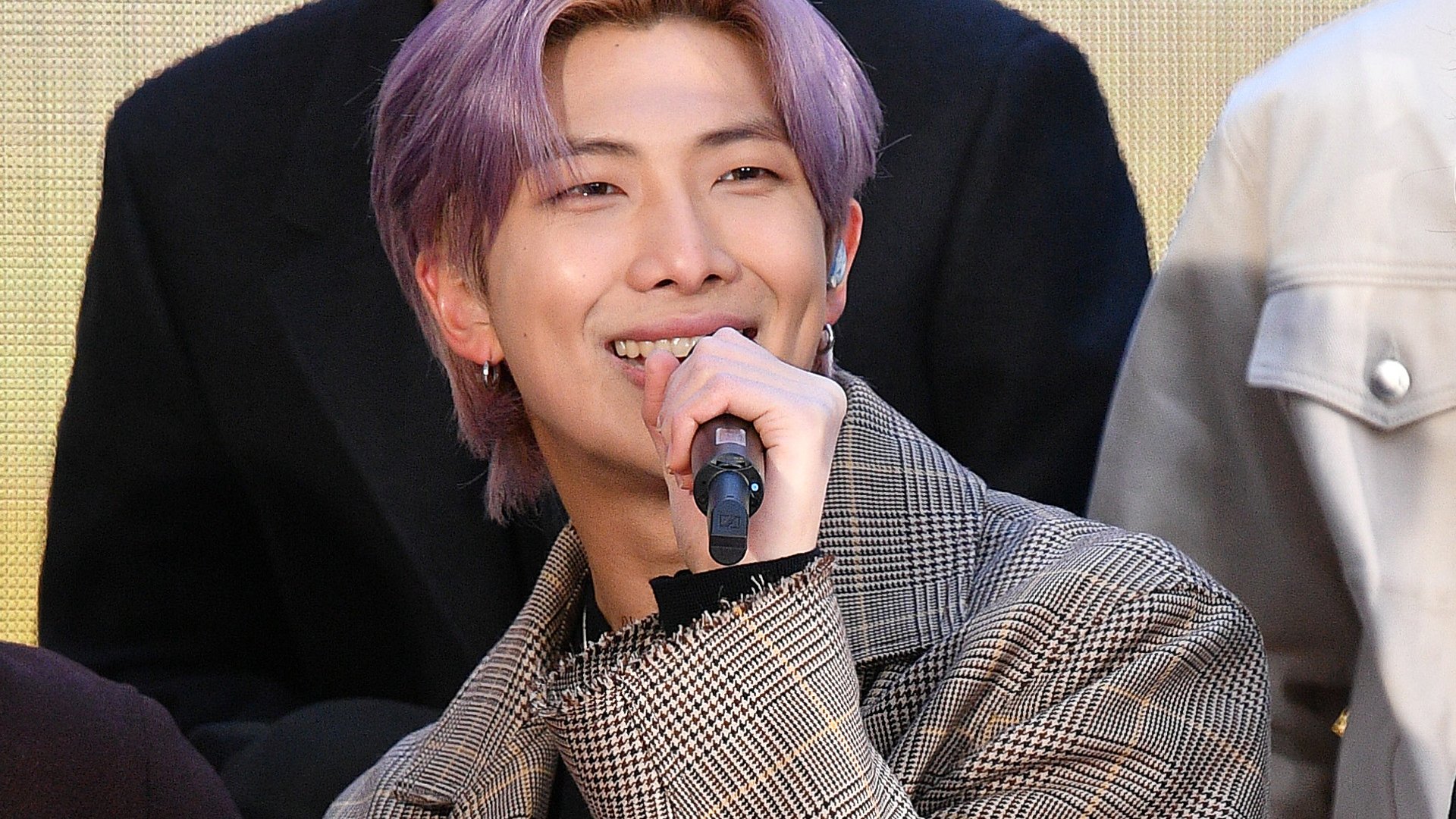 RM of the K-pop boy band BTS visits the "Today" Show at Rockefeller Plaza on February 21, 2020 in New York City.