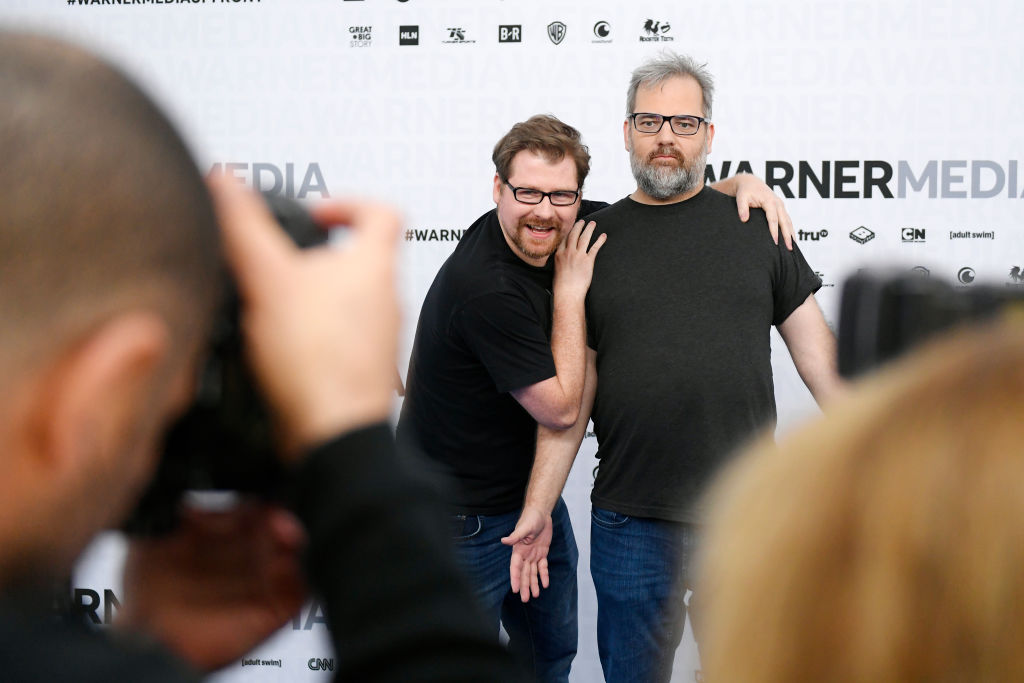 Justin Roiland and Dan Harmon of Adult Swim’s Rick and Morty attend the WarnerMedia Upfront 2019 arrivals on the red carpet at The Theater at Madison Square Garden on May 15, 2019 in New York City.