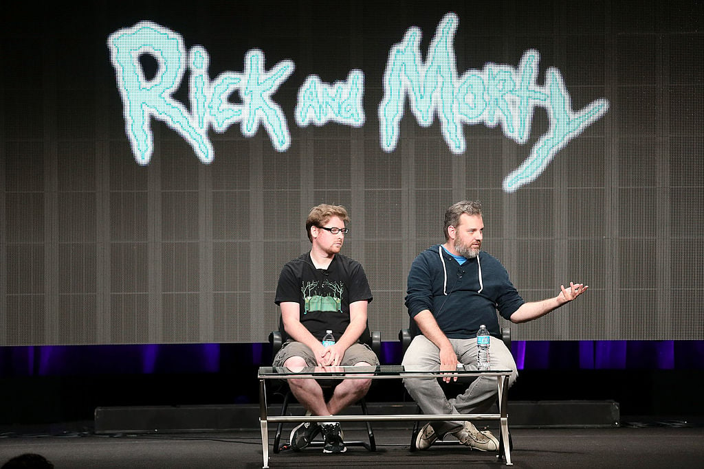 Creators Justin Roiland and Dan Harmon speak onstage during the Adult Swim: Rick and Morty panel at the Turner Broadcasting portion of the 2013 Summer Television Critics Association tour at the Beverly Hilton Hotel on July 24, 2013 in Beverly Hills, California.  
