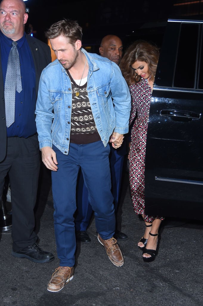 Ryan Gosling and Eva Mendes at a party in September 2017