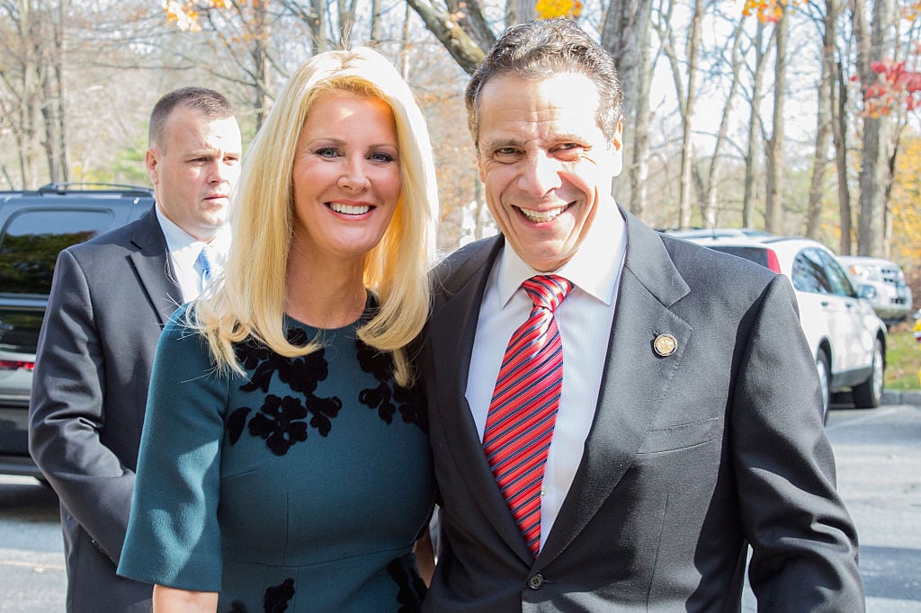 New York State Governor, Andrew Cuomo (R), and Sandra Lee, vote during the 2014 general election at the Presbyterian Church of Mount Kisco