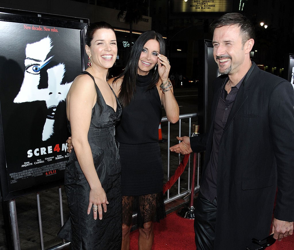 Neve Campbell, Courteney Cox, and David Arquette at the premiere of 'Scream 4'