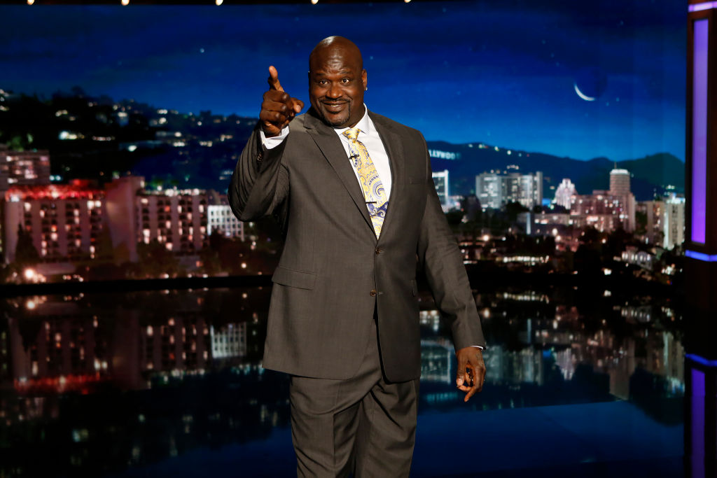 Shaquille O'Neal doing an interview on TV