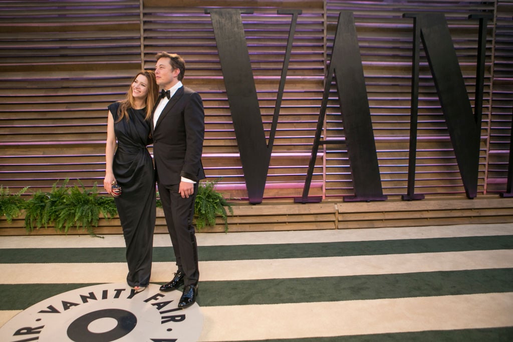 Elon Musk and wife Talulah Riley arrive to the 2014 Vanity Fair Oscar Party 