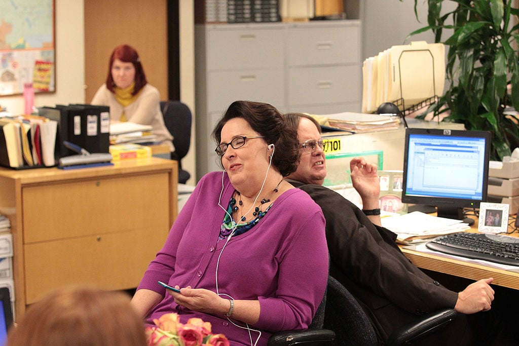 Phyllis Smith as Phyllis Vance, Rainn Wilson as Dwight Schrute on 'The Office'