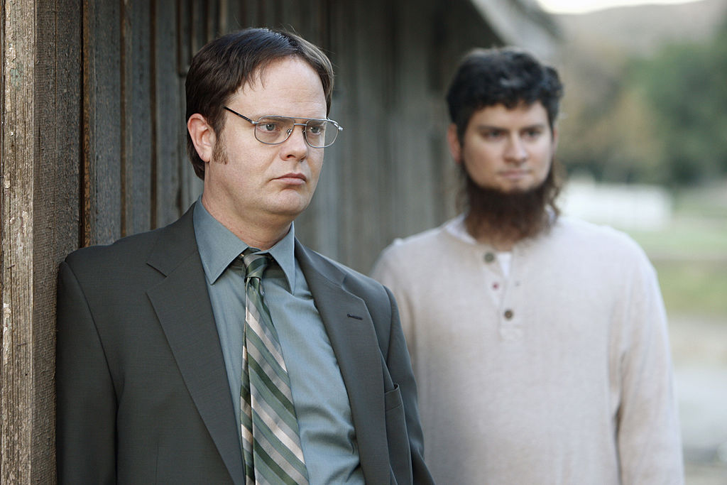 Rainn Wilson as Dwight Schrute, Michael Schur as Mose on 'The Office'