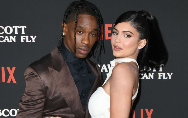 Travis Scott and Kylie Jenner on the red carpet at an event in August 2019