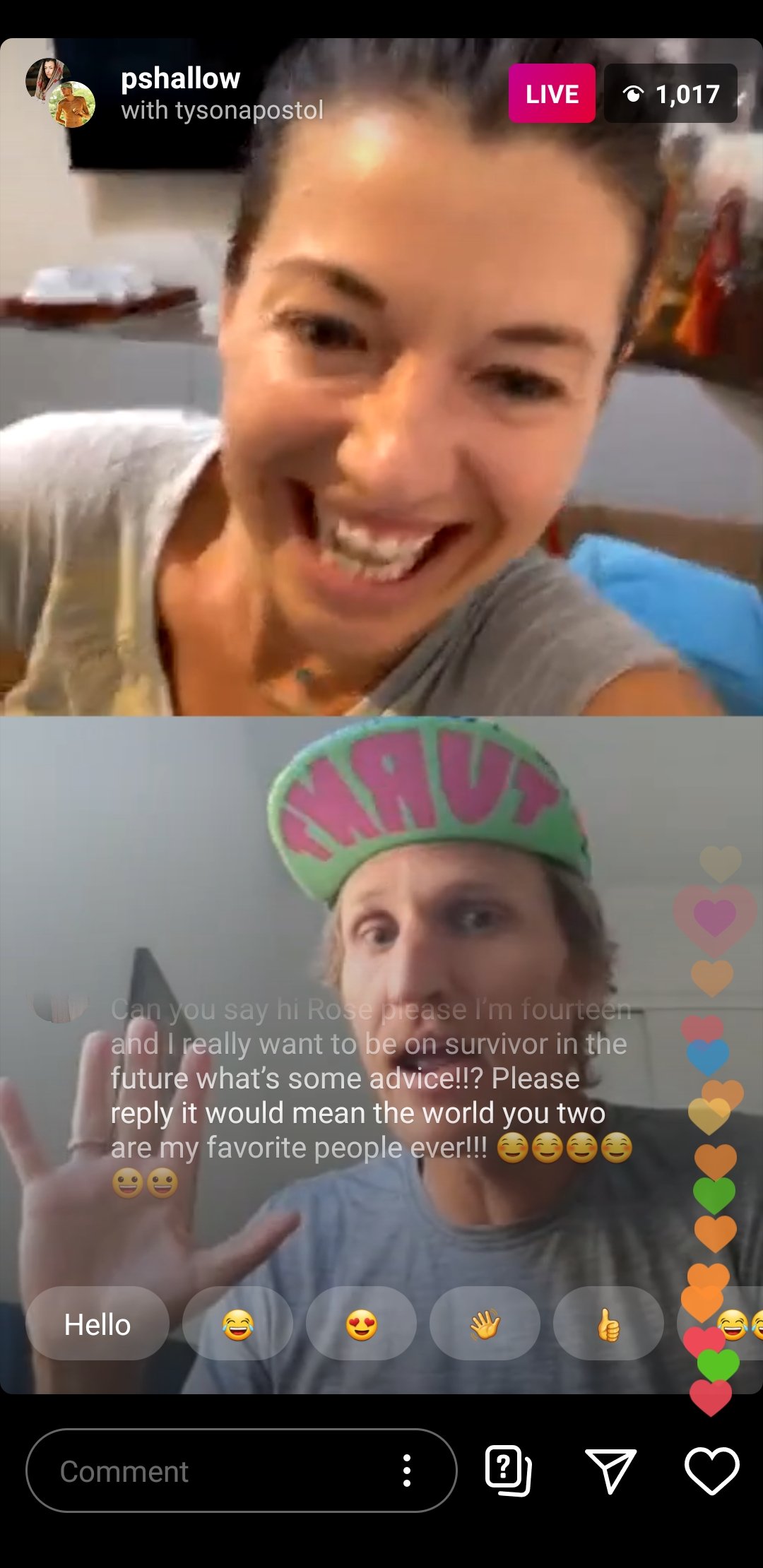 Instagram Live Parvati Shallow Tyson Apostol