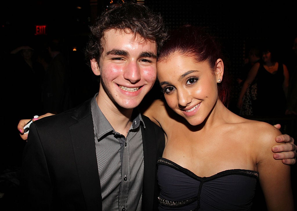 Aaron Simon Gross and Ariana Grande pose at The Opening Night After Party for 'Born Yesterday' on Broadway at The Edison Ballroom on April 24, 2011 in New York City. 