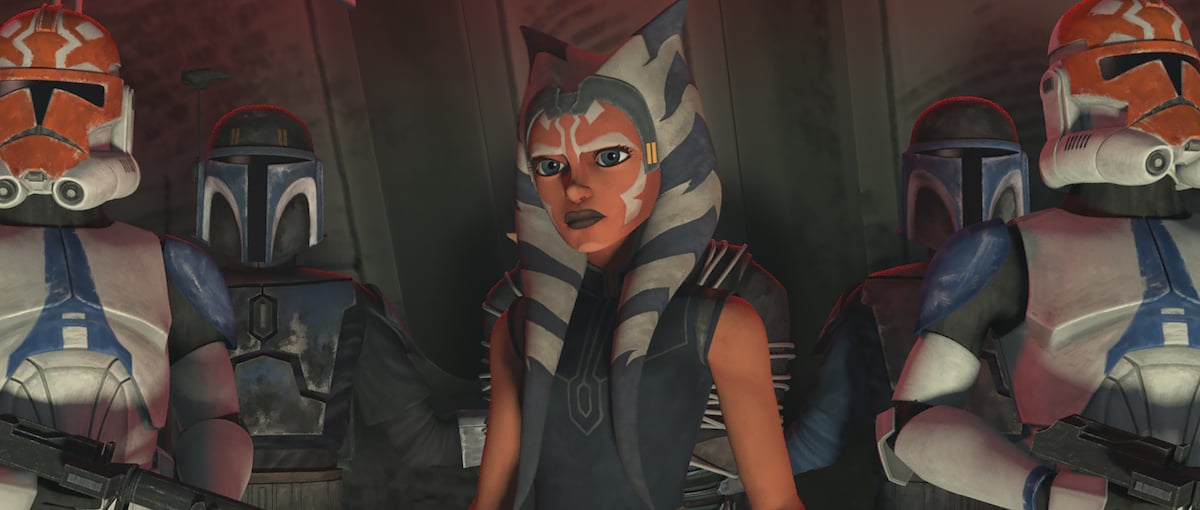 Ahsoka stands with clone troopers in her 332nd Company in 'Star Wars: The Clone Wars.' 