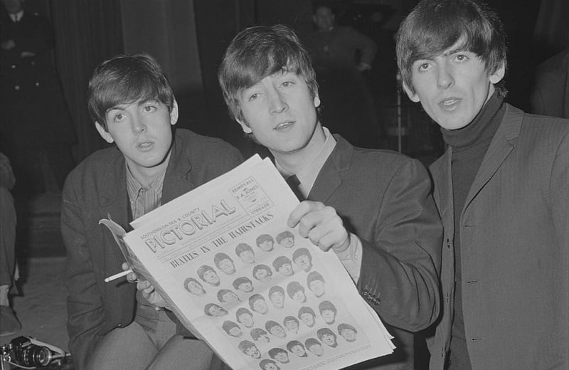 Paul McCartney, John Lennon and George Harrison in 1963