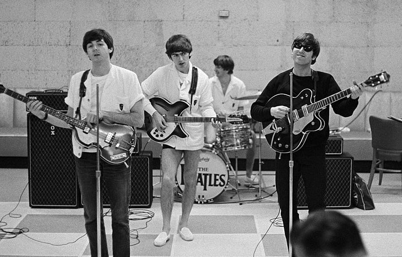 The Beatles at a rehearsal
