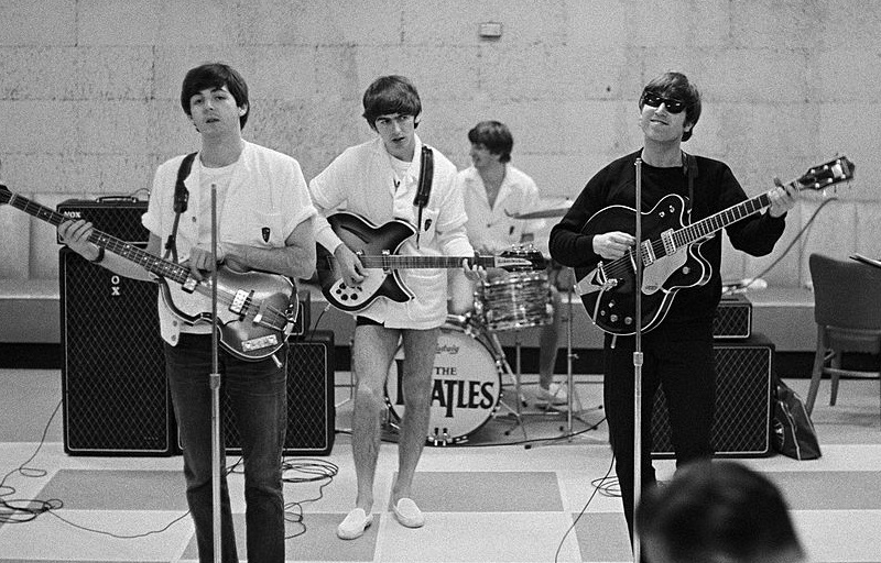 The Beatles at a rehearsal
