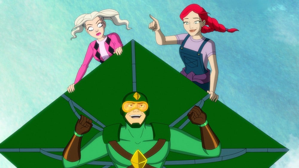 Harley Quinn, Poison Ivy, and Kite Man try to infiltrate The Riddler's University on 'Harley Quinn.'