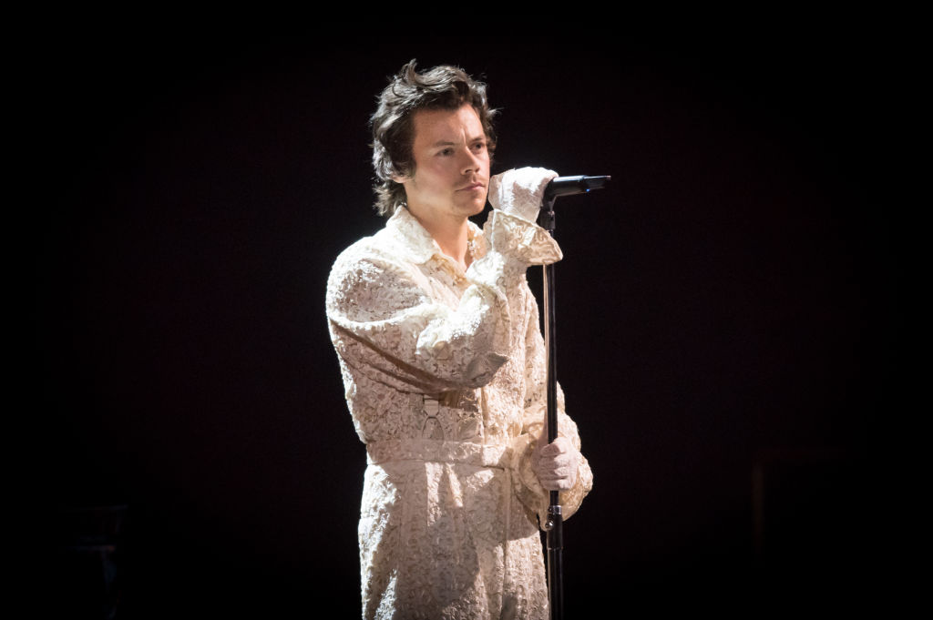 Harry Styles performs during The BRIT Awards 2020 at The O2 Arena on February 18, 2020