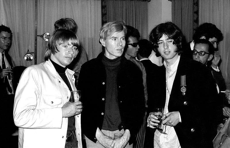 Jimmy Page and Keith Relf chat with Andy Warhol