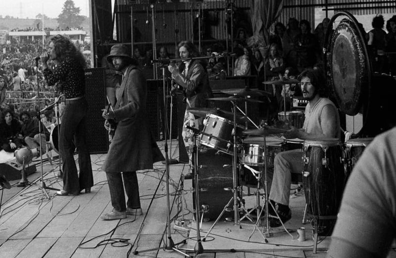 Led Zeppelin playing at a festival in 1970