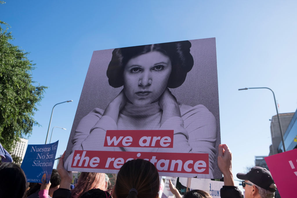 A Princess Leia sign at a 2018 women's march in Los Angeles 