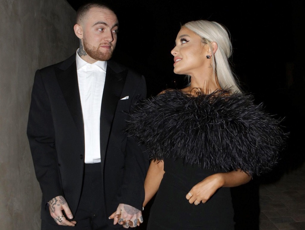 Mac Miller and Ariana Grande attending an Oscar party on March 4, 2018