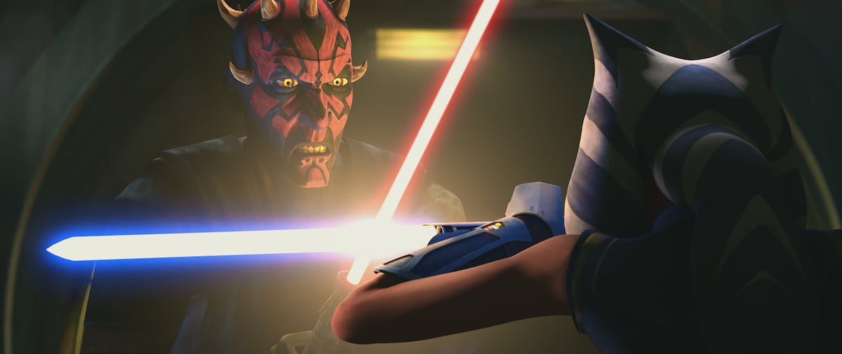 Maul and Ahsoka duel in Season 7 of 'Star Wars: The Clone Wars.'