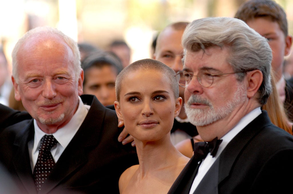Ian McDiarmid, Natalie Portman, and George Lucas during the 2005 Cannes Film Festival - 'Star Wars Episode III - Revenge of the Sith' Premiere.