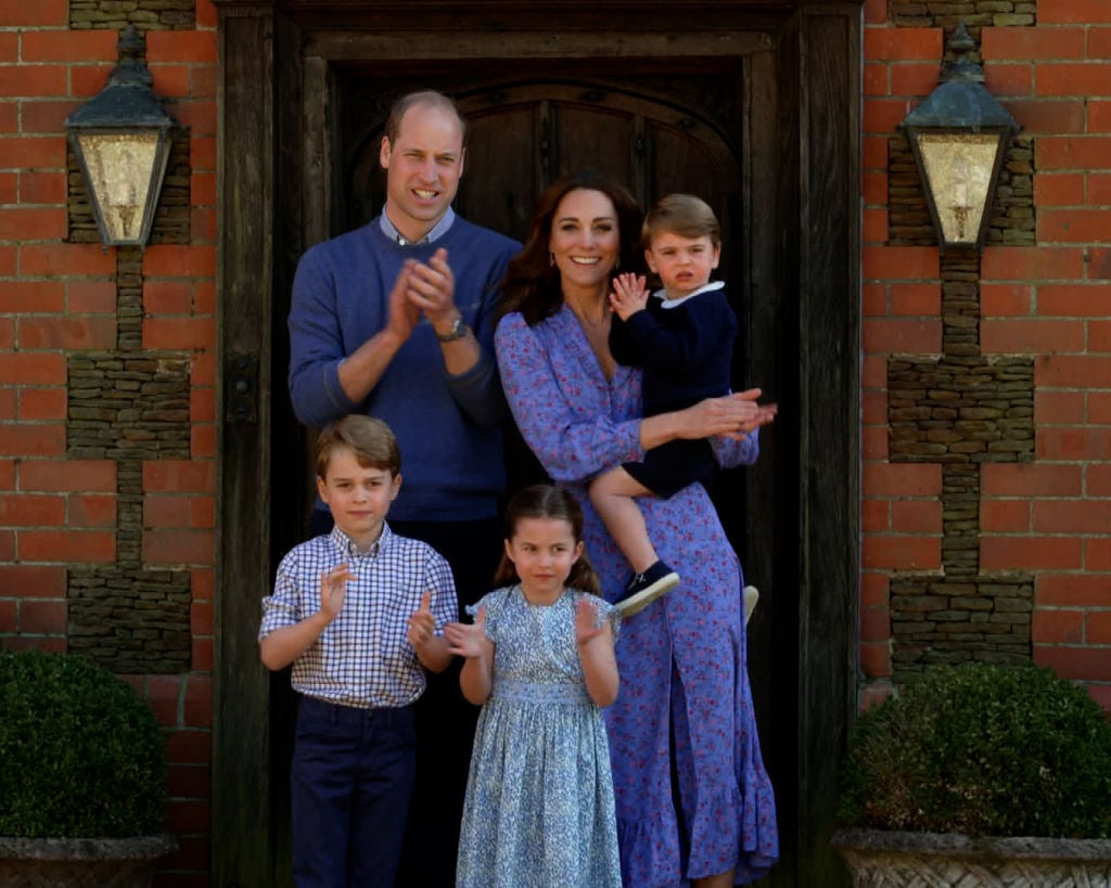 Prince William, Kate Middleton, Prince George, Prince Louis, and Princess Charlotte clap for NHS carers as part of the BBC Children In Need and Comic Relief