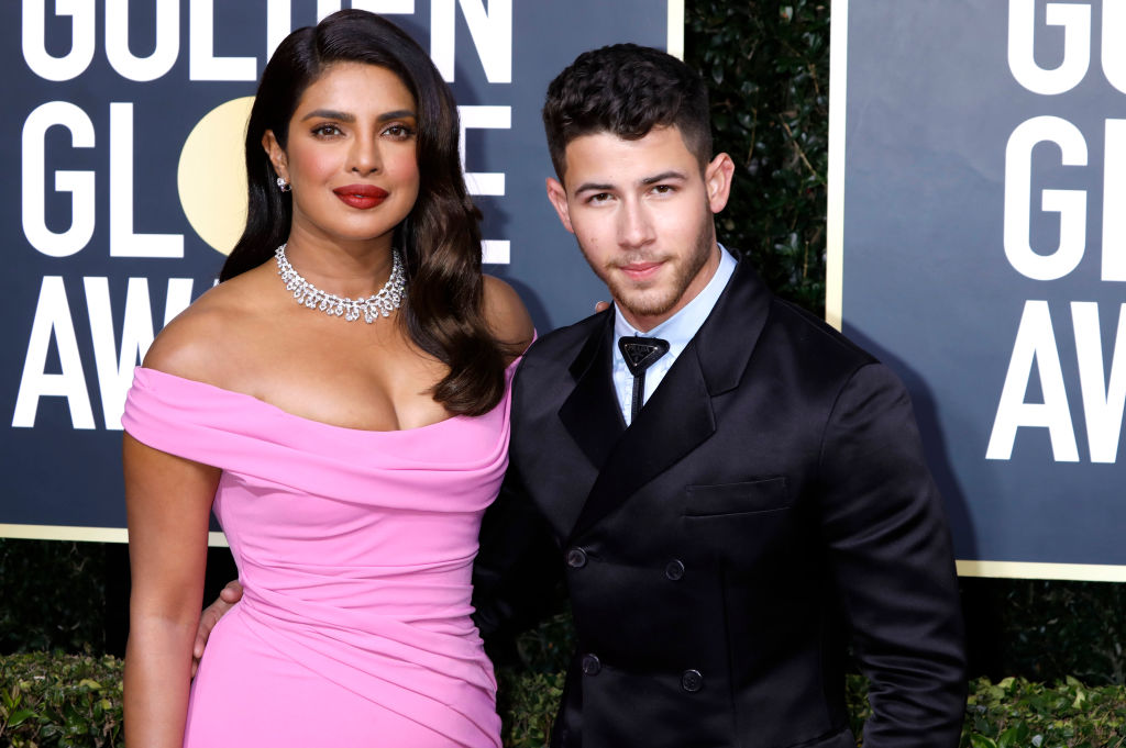 Priyanka Chopra and Nick Jonas on the red carpet of the 77th Annual Golden Globe Awards