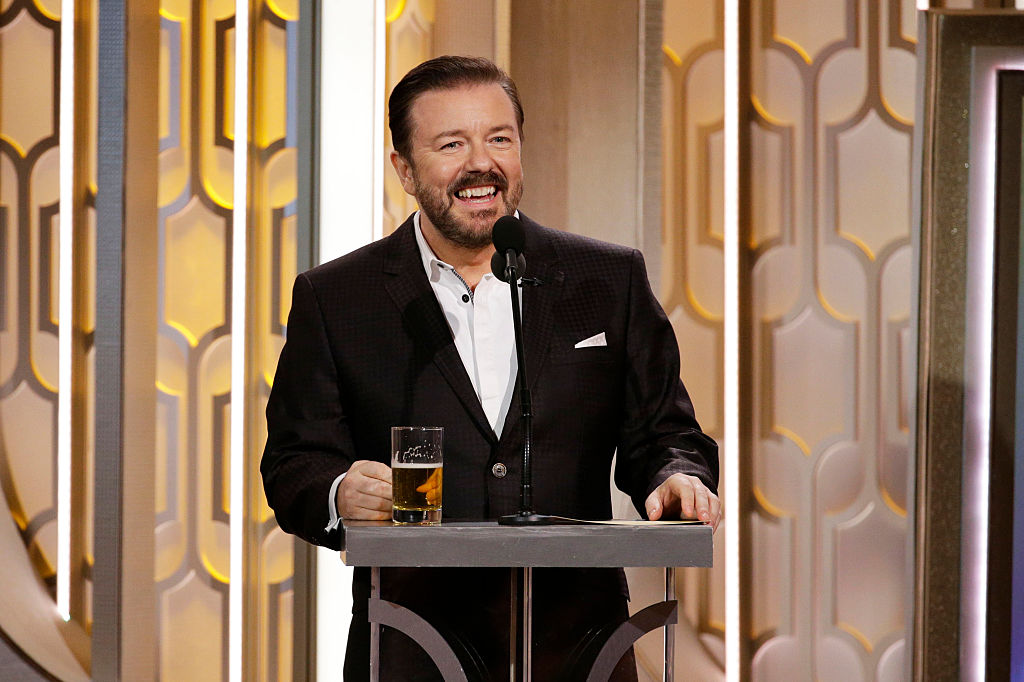 Host Ricky Gervais speaks onstage during the 73rd Annual Golden Globe Awards on January 10, 2016