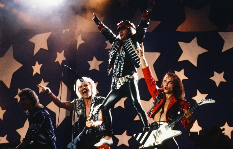The Scorpion react to a Moscow crowd in 1991.