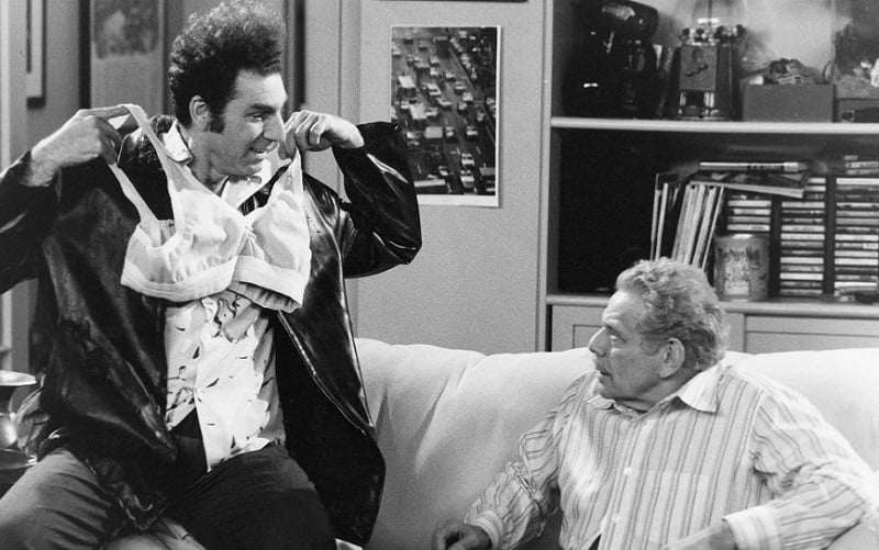 Kramer models the 'bro' for Frank Costanza