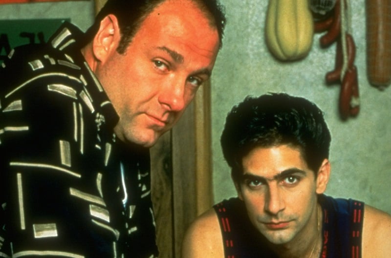 Tony and Christopher look at the camera on 'The Sopranos'