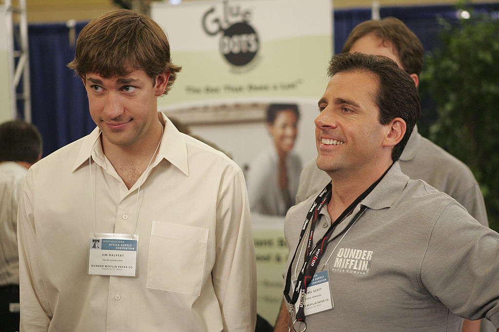 John Krasinski as Jim Halpert and Steve Carell as Michael Scott on 'The Office'